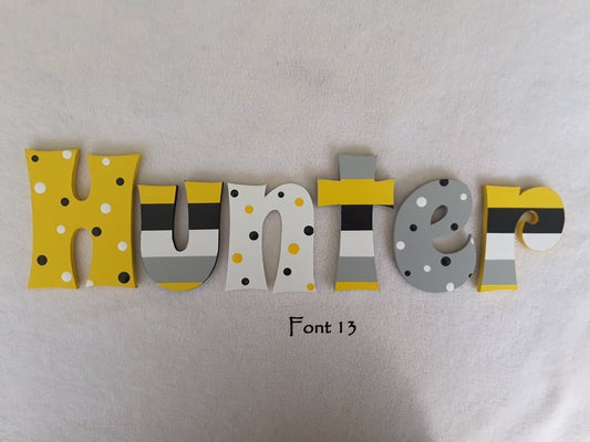 Personalised Names - 20cm high for the uppercase letter - Jack design and colour.