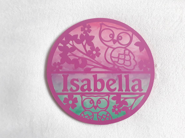 Owl themed name plaque - Made to order in any name.