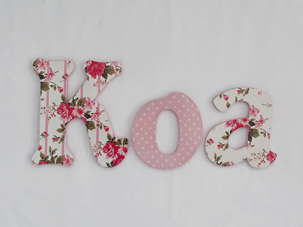 Floral letters - Made to order - 15cm high for the uppercase letter with proportionate lowercase letters.