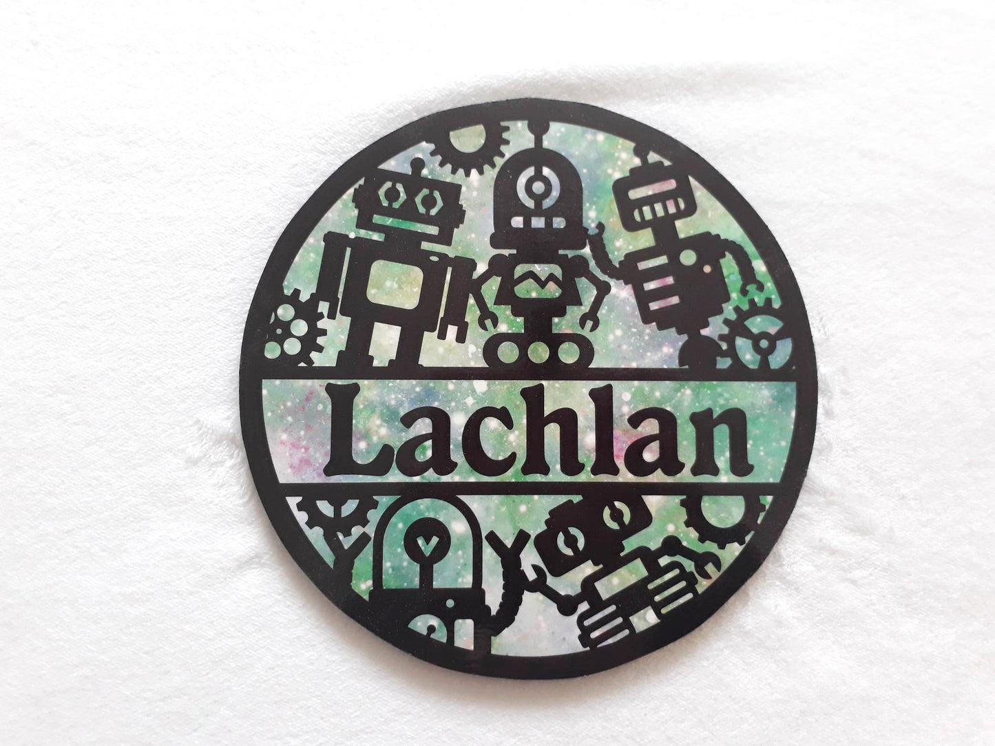Robot themed name plaque - Made to order in any name.