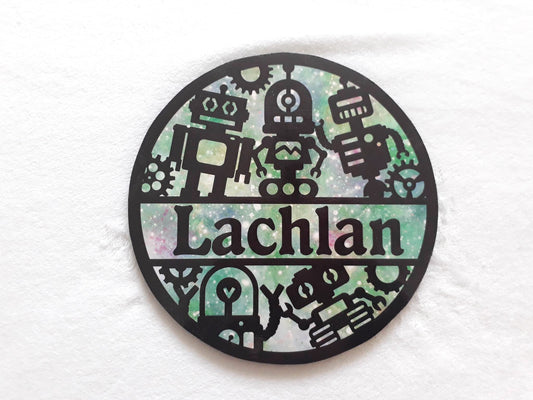 Robot themed name plaque - Made to order in any name.