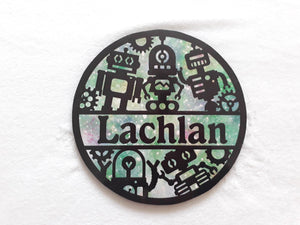 Robot themed name plaque - Made to order in any name.