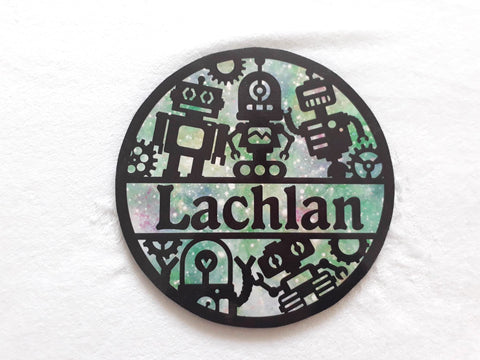 Robot themed name plaque - Made to order in any name.