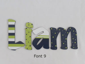 Personalised Names - 10cm high for the uppercase letter - Liam design and colour.