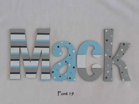 Personalised Names - 15cm high for the uppercase letter - Mack design and colour.