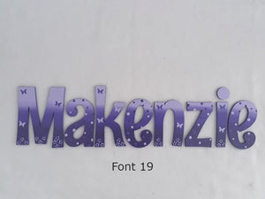 Personalised Names - 20cm high for the uppercase letter - Makenzie design and colour.