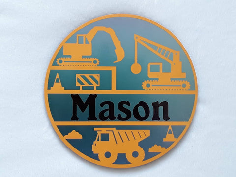 Construction themed name plaque - Made to order in any name.