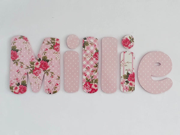 Floral letters - Made to order - 10cm high for the uppercase letter with proportionate lowercase letters.