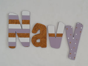 Personalised Names - 10cm high for the uppercase letter - Navy design and colour.