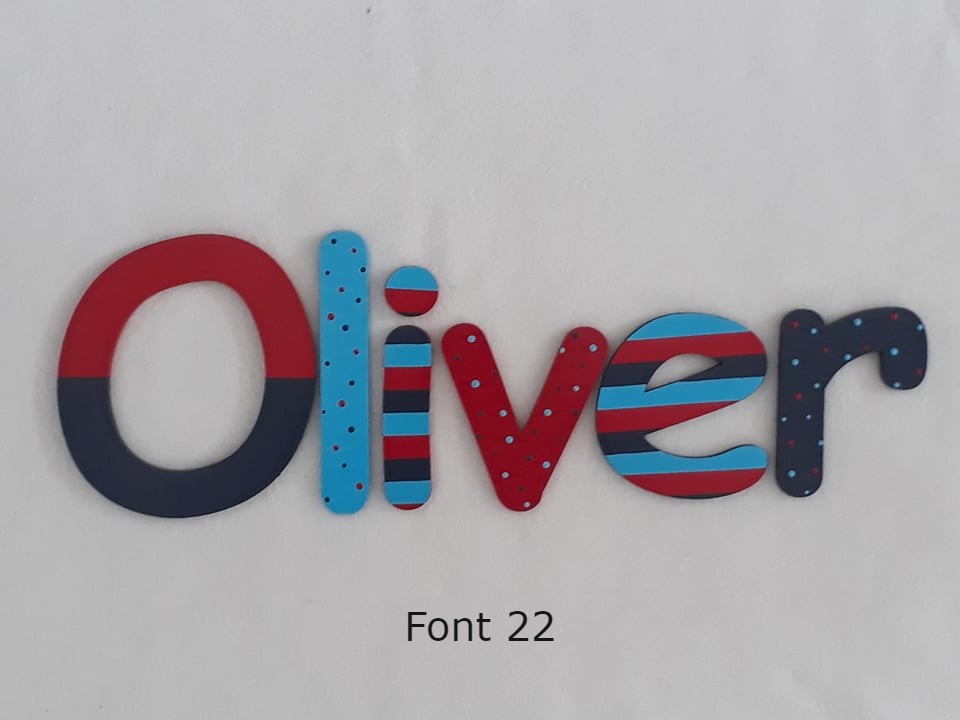 Personalised Names - 10cm high for the uppercase letter - Oliver design and colour.