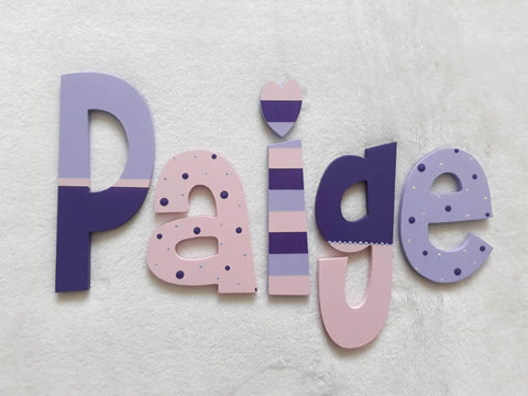 Personalised Names - 10cm high for the uppercase letter - Paige design and colour.