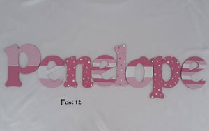 Personalised Names - 10cm high for the uppercase letter - Penelope design and colour.