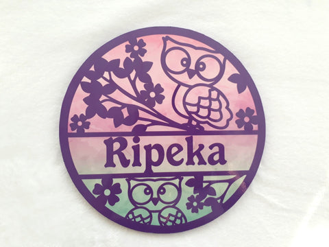 Owl themed name plaque - Made to order in any name.