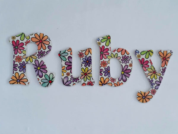 Doodle flower letters - Made to order - 10cm high for the uppercase letter with proportionate lowercase letters.