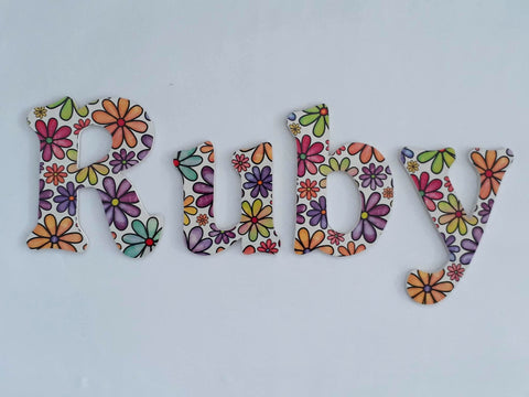 Doodle flower letters - Made to order - 15cm high for the uppercase letter with proportionate lowercase letters.