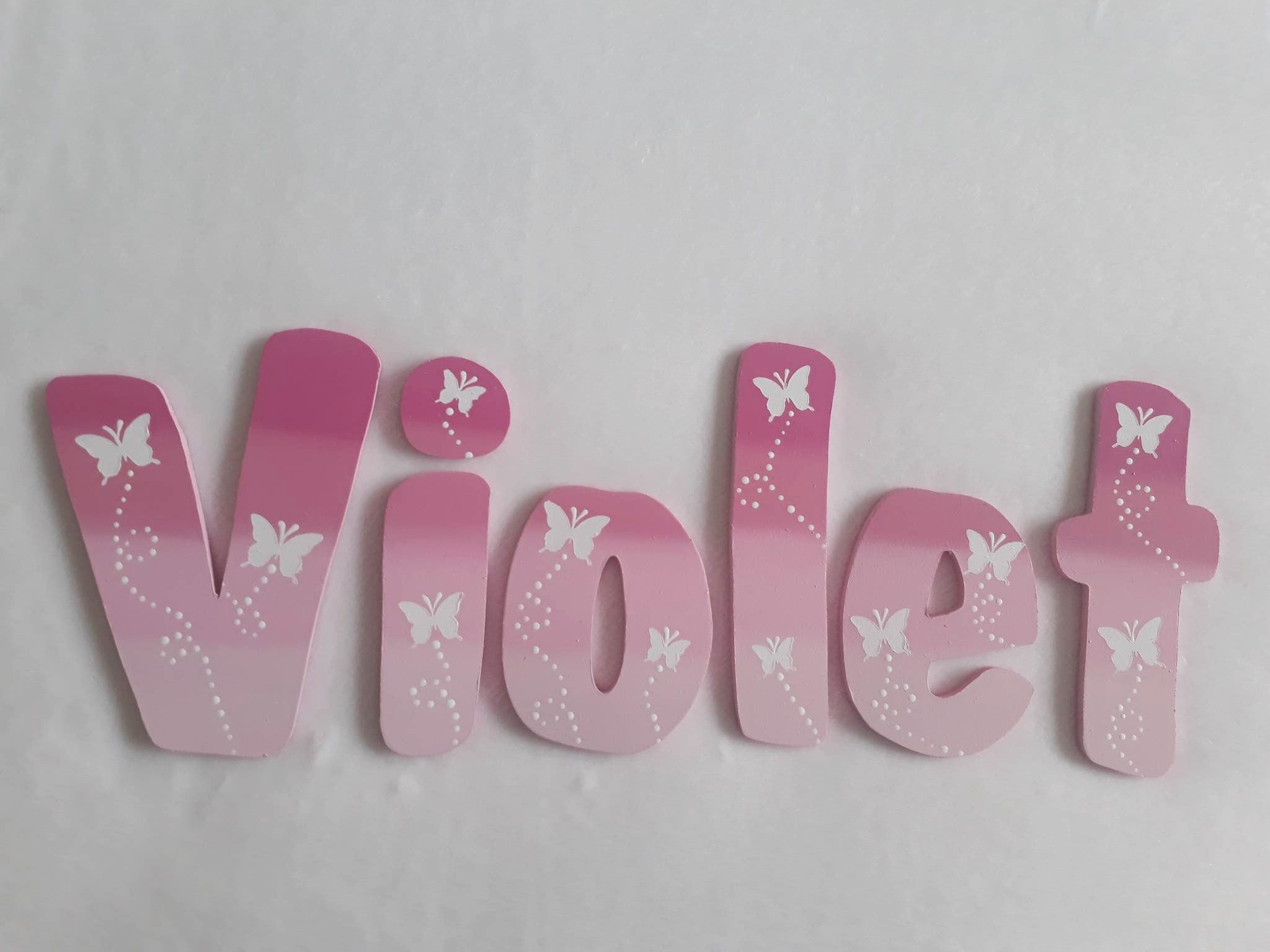 Personalised Names - 20cm high for the uppercase letter - Violet design and colour.