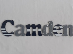 Personalised Names - 15cm high for the uppercase letter - Camden design and colour.